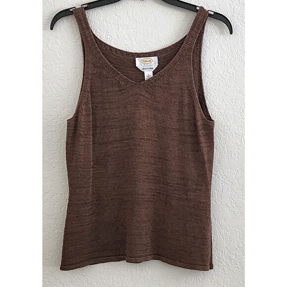 SWEATER/CARDIGAN & TANK TOP-TALBOTS-Made in Italy-Brown Knit-2 Pieces-Size PL - Picture 3 of 16